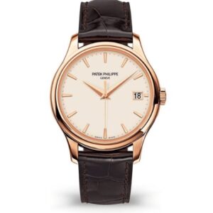 Patek Philippe Calatrava Ivory Dial Brown Leather Strap Men's Watch 5227R-001