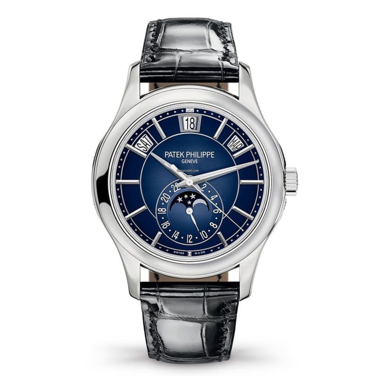 Patek Philippe Complications Annual Calendar Automatic Blue Sunburst Dial Men's Watch 5205G-013