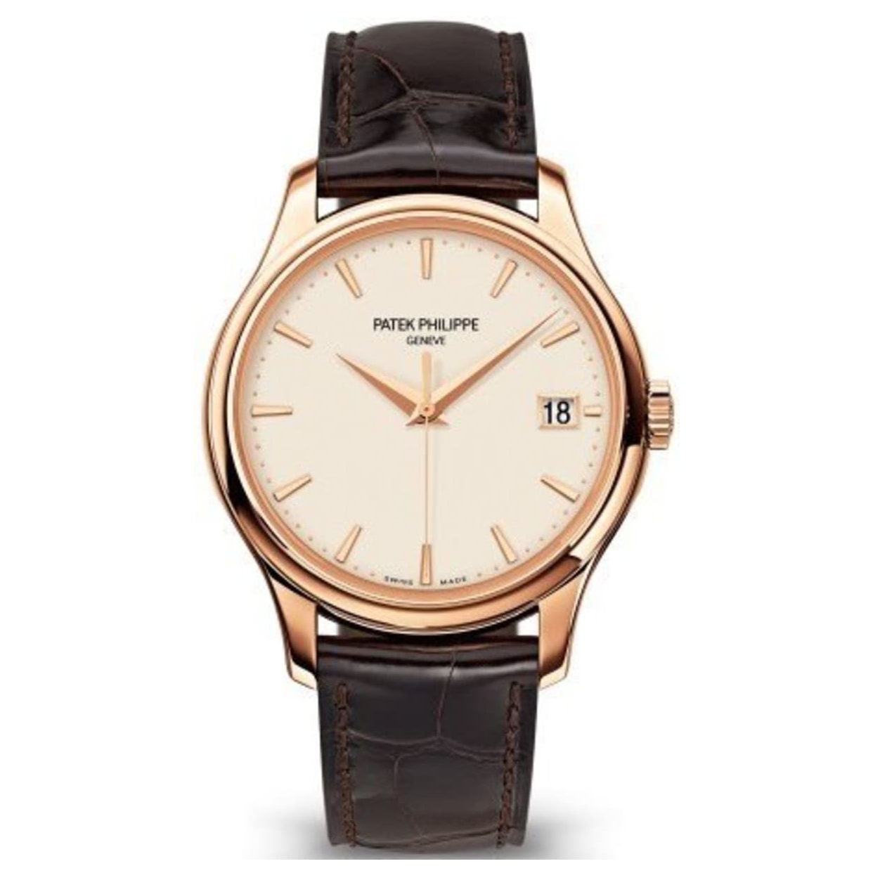 Patek Philippe Calatrava Ivory Dial Brown Leather Strap Men's Watch 5227R-001