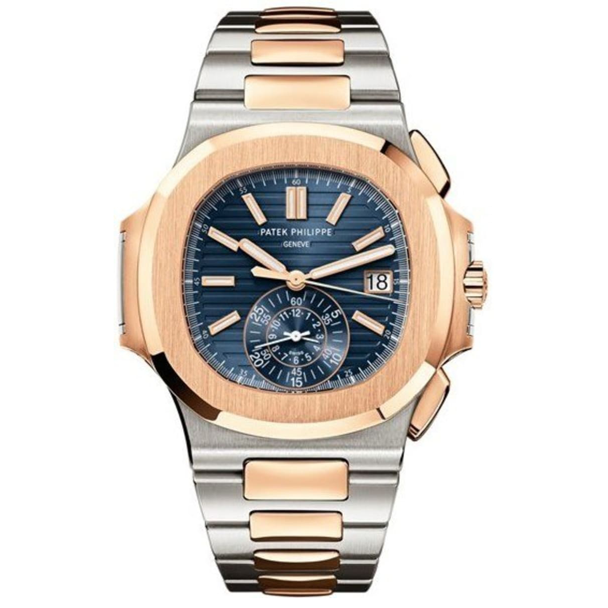Patek Philippe Nautilus Blue Dial Rose Gold and Steel Men's Watch 5980/1AR-001