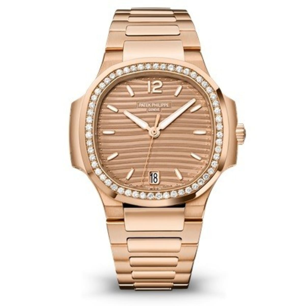 Patek Philippe Nautilus Golden Dial 18kt Rose Gold Diamond Women's Watch 7118/1200R-010