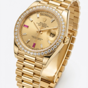 Rolex President Day-date II 41mm 218348 18k Yellow Gold Baguette Diamond & Ruby Dial