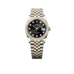 Rolex Datejust 36mm Black Dial Steel Yellow Gold Diamond Mens Watch 116243
