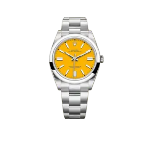 Rolex Oyster Perpetual 41mm Stainless Steel Yellow Dial Men Watch 124300-0004