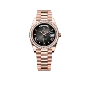 Rolex Day-Date 40 228345 Rose Gold Black Dial Diamond Bezel