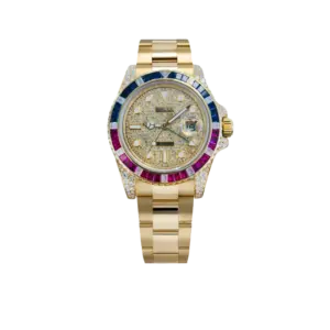 Rolex GMT-Master II 40mm Yellow Gold Pepsi Bezel Diamond Set Watch 116718LN