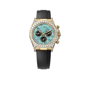 Rolex Daytona 126538TBR Yellow Gold Turquoise Stone Dial Diamond Bezel Oysterflex