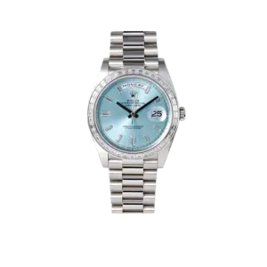 Rolex Day-Date 40mm Ice Blue Dial Baguette Set Bezel 228396TBR