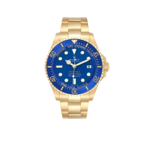 Rolex Seadweller Deepsea 44mm Yellow Gold Blue Dial Mens Watch 136668