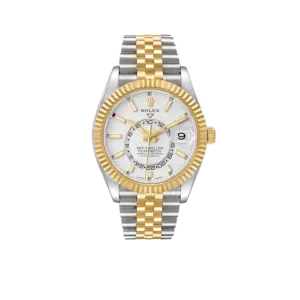 Rolex Sky-Dweller 42mm Steel Yellow Gold Silver Dial Mens Watch 326933