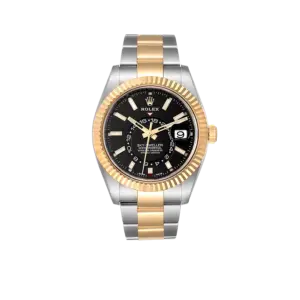 Rolex Sky Dweller 42mm Yellow Gold Steel Black Dial Mens Watch 326933