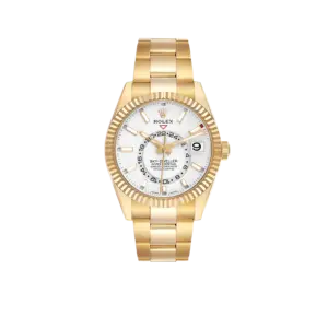 Rolex Sky-Dweller 42mm Yellow Gold White Dial Automatic Mens Watch 326938