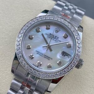 Rolex Datejust Stainless Steel White MOP Diamond Dial & U-Bezel Jubilee Watch