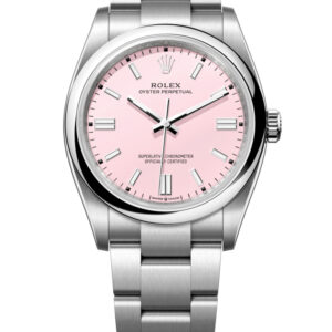 Rolex Oyster Perpetual 36 with a candy pink dial and stainless steel Oyster bracelet
